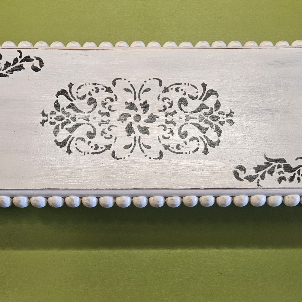 Decorative Distressed White and Black Wooden Tray/Riser - Picture 6 of 6